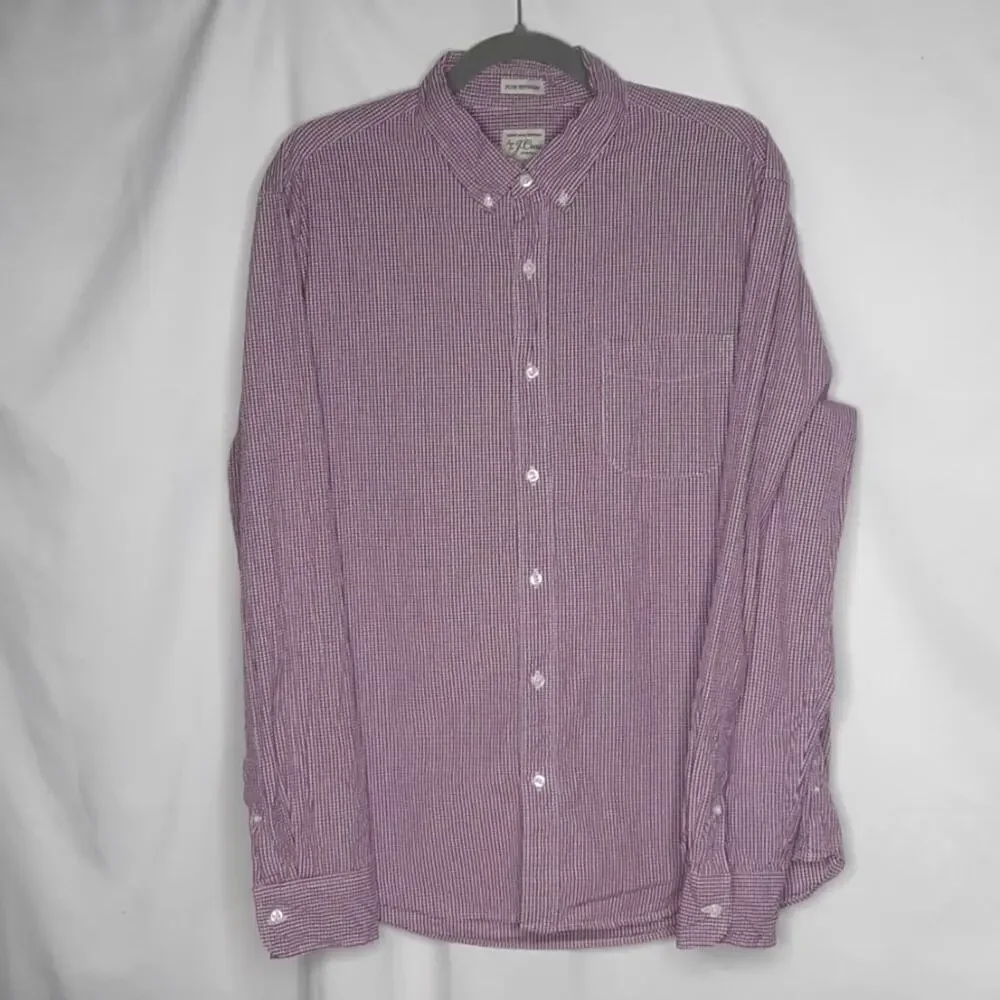 J. Crew Stretch Men's Slim Untucked Small Checkered Button Down Shirt Lg Short